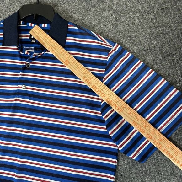 Footjoy Polo Shirt Men L Red Blue Striped Golf FJ Performance Short Sleeve Adult - Picture 8 of 8